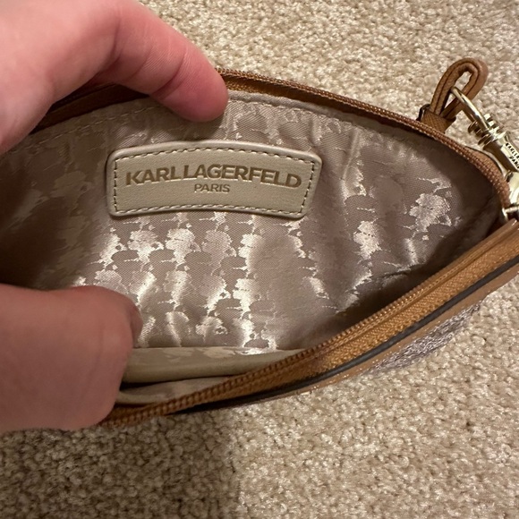 Karl Lagerfeld Paris Logo Wristlet Almond/Taupe - Picture 6 of 11